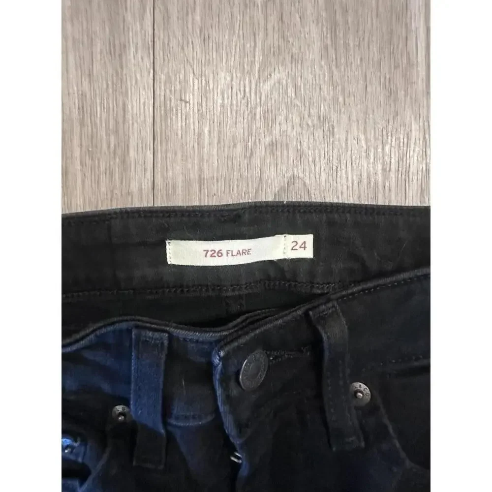 Levi's 726 Flare Black Jeans Size 24 - Picture 3 of 4